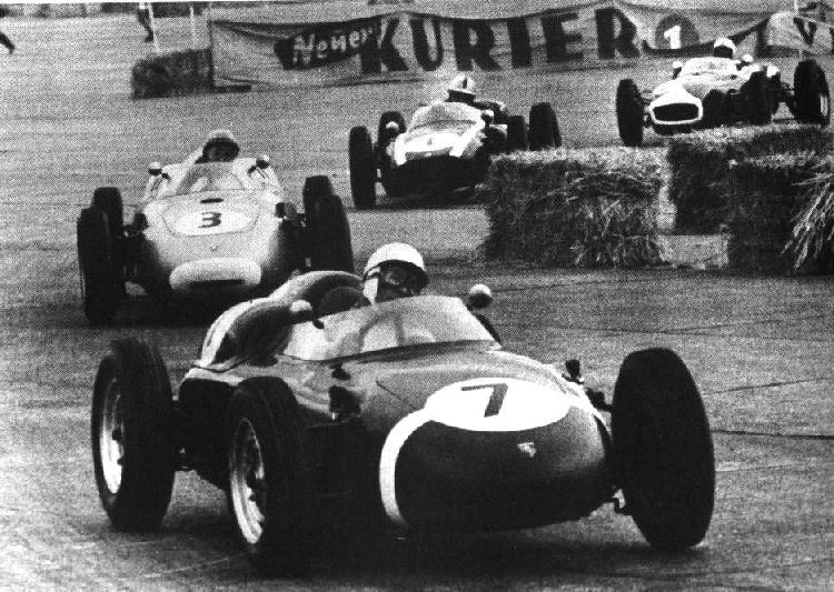 Stirling Moss, Hans Herrmann, Jack Brabham, Tony Marsh, Flugplatzrennen 1960